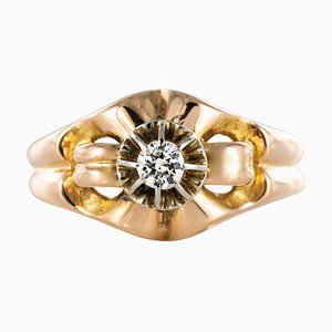 French Diamond 18 Karat Yellow Gold Ring, 1950s-OLU-1129187