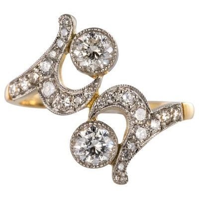 French Diamond Gold Platinum Ring-OLU-896404