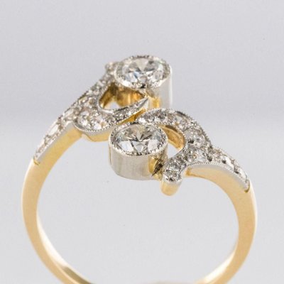 French Diamond Gold Platinum Ring-OLU-896404