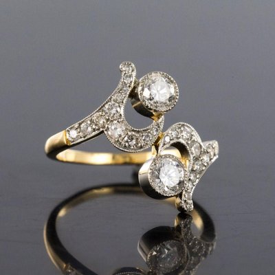 French Diamond Gold Platinum Ring-OLU-896404