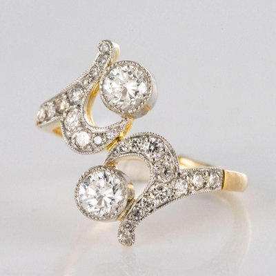 French Diamond Gold Platinum Ring-OLU-896404