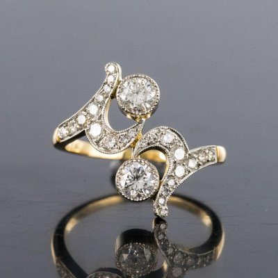 French Diamond Gold Platinum Ring-OLU-896404