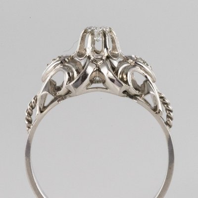 French Diamonds and 18 Karat White Gold Ring, 1970s-OLU-896609