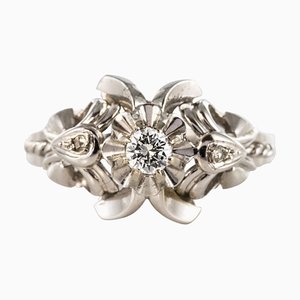 French Diamonds and 18 Karat White Gold Ring, 1970s-OLU-896609