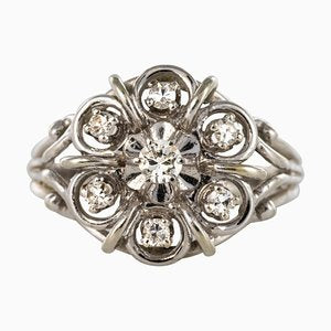 French Diamonds and 18 Karat White Gold Thread Ring, 1960s-OLU-896615