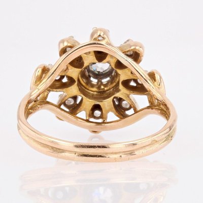 French Diamonds Retro Ring in 18 Karats Yellow Gold, 1960s-OLU-1179854