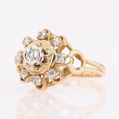 French Diamonds Retro Ring in 18 Karats Yellow Gold, 1960s-OLU-1179854