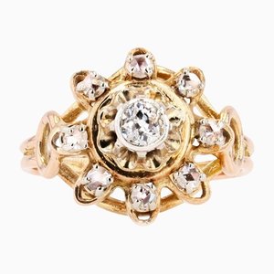 French Diamonds Retro Ring in 18 Karats Yellow Gold, 1960s-OLU-1179854