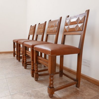 French Dining Chairs in Manner of Charles Dudouyt, Set of 4-JRP-910596