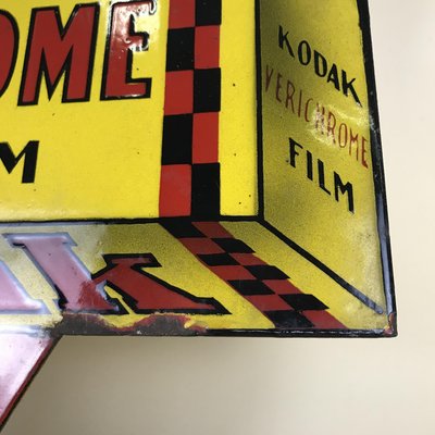 French Double Sided Triangular Enameled Metal Kodaks Sign, 1940s-YNA-646934