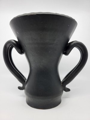 French Ear Vase in Black Ceramic by Jean Austruy, 1950-QCI-2028227