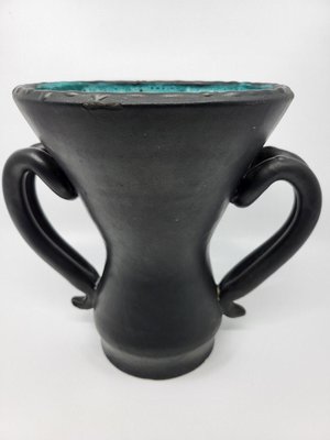 French Ear Vase in Black Ceramic by Jean Austruy, 1950-QCI-2028227