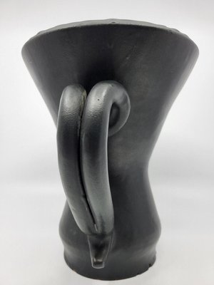 French Ear Vase in Black Ceramic by Jean Austruy, 1950-QCI-2028227