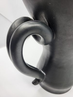 French Ear Vase in Black Ceramic by Jean Austruy, 1950-QCI-2028227