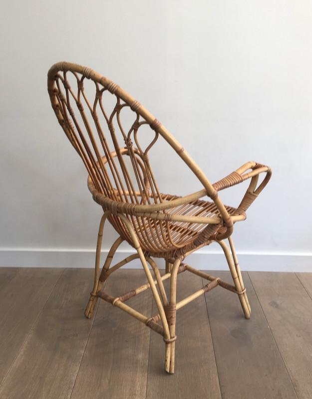 French Egg-Shaped Rattan Armchairs, 1950s, Set of 2