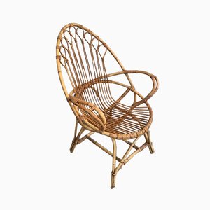 French Egg-Shaped Rattan Armchairs, 1950s, Set of 2-BA-658231