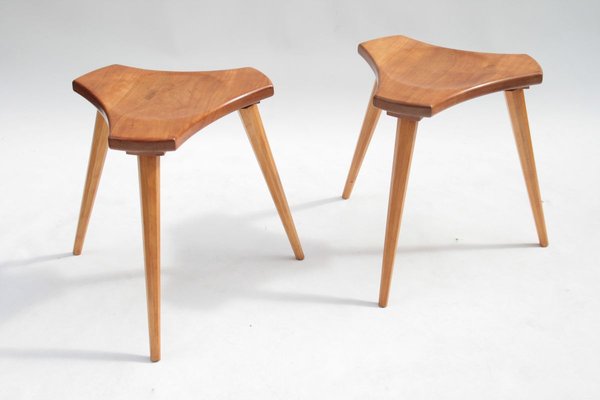 French Elm and Beech Stools, 1950s, Set of 2-OTV-737402