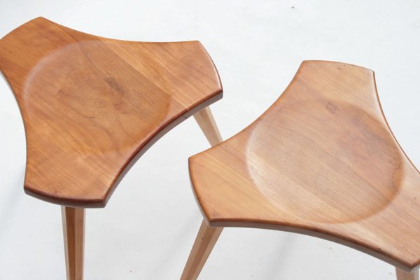 French Elm and Beech Stools, 1950s, Set of 2-OTV-737402