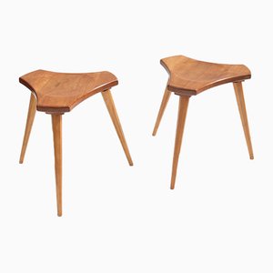 French Elm and Beech Stools, 1950s, Set of 2-OTV-737402