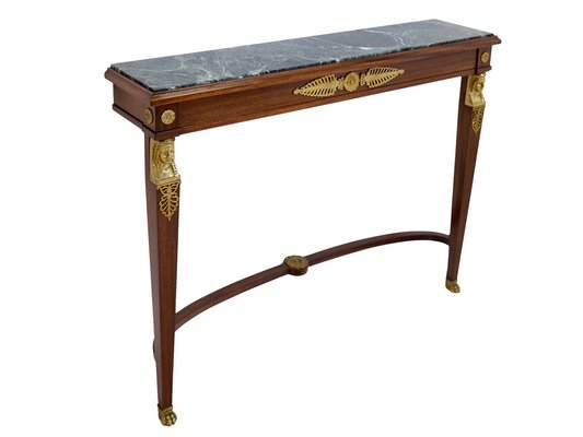 French Empire Console Table in Mahogany with Marble Top, 1850s-1860s-CXC-1749536