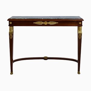 French Empire Console Table in Mahogany with Marble Top, 1850s-1860s-CXC-1749536