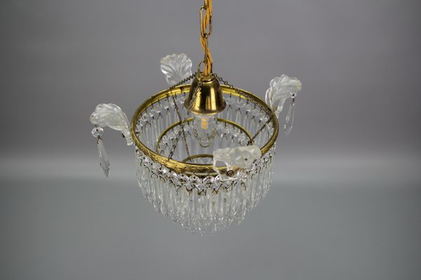 French Empire Crystal Glass and Brass Chandelier, 1930s-KEG-1364866