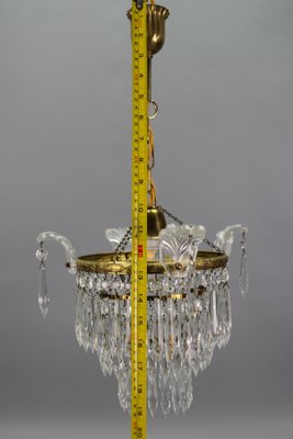 French Empire Crystal Glass and Brass Chandelier, 1930s-KEG-1364866