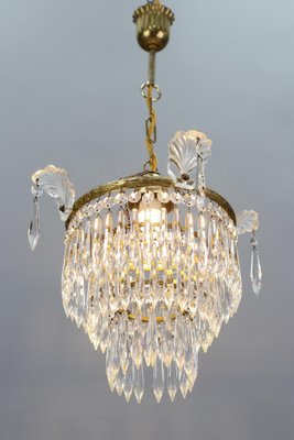 French Empire Crystal Glass and Brass Chandelier, 1930s-KEG-1364866