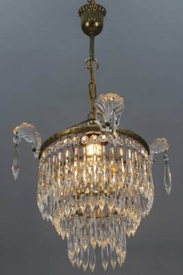 French Empire Crystal Glass and Brass Chandelier, 1930s-KEG-1364866