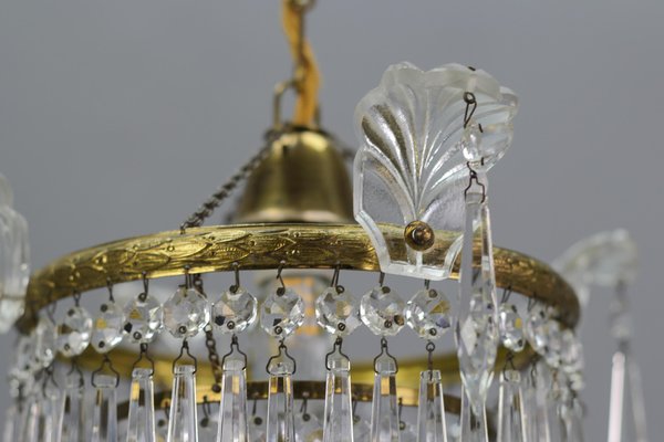 French Empire Crystal Glass and Brass Chandelier, 1930s-KEG-1364866