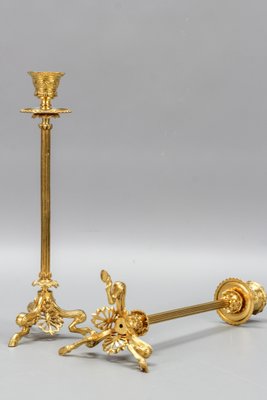 French Empire Gilt Bronze Candlesticks on Hoofed Faun Feet, 1890s, Set of 2-KEG-1386615