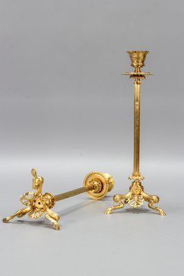 French Empire Gilt Bronze Candlesticks on Hoofed Faun Feet, 1890s, Set of 2-KEG-1386615