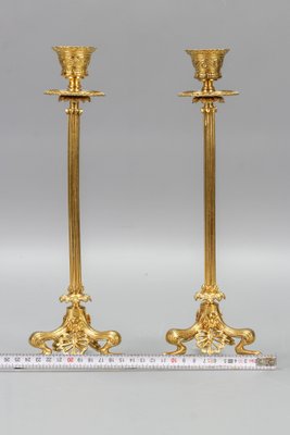 French Empire Gilt Bronze Candlesticks on Hoofed Faun Feet, 1890s, Set of 2-KEG-1386615