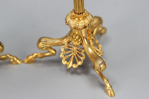 French Empire Gilt Bronze Candlesticks on Hoofed Faun Feet, 1890s, Set of 2-KEG-1386615