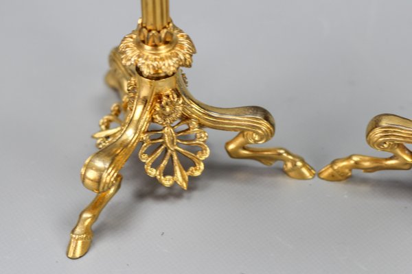 French Empire Gilt Bronze Candlesticks on Hoofed Faun Feet, 1890s, Set of 2-KEG-1386615