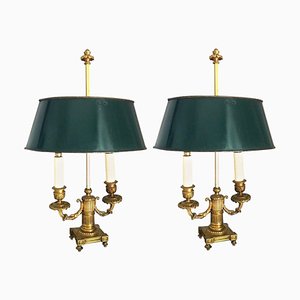 French Empire Gilt Bronze Two-Arm Bouillotte Table Lamps, 1815, Set of 2-MBH-1032093