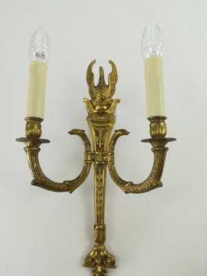 French Empire Gold Swan Wall Lamps, Set of 2-KDB-1304366