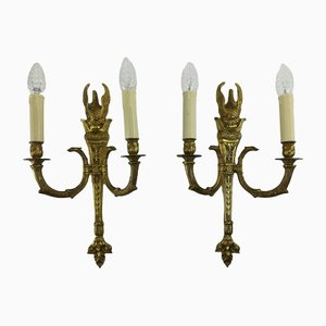 French Empire Gold Swan Wall Lamps, Set of 2-KDB-1304366