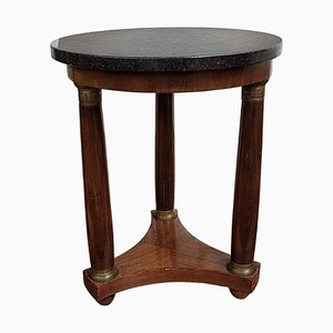 French Empire Gueridon Side Table with Tripod Columns Brass and Marble Top, 1890s-EUP-1437157