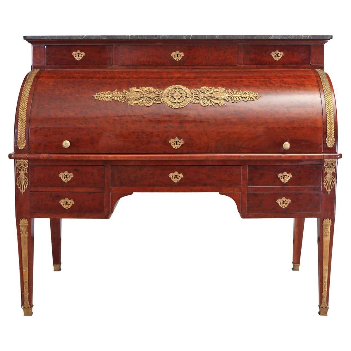 French Empire Mahogany Office Cylinder Writing Table, Circa 1810