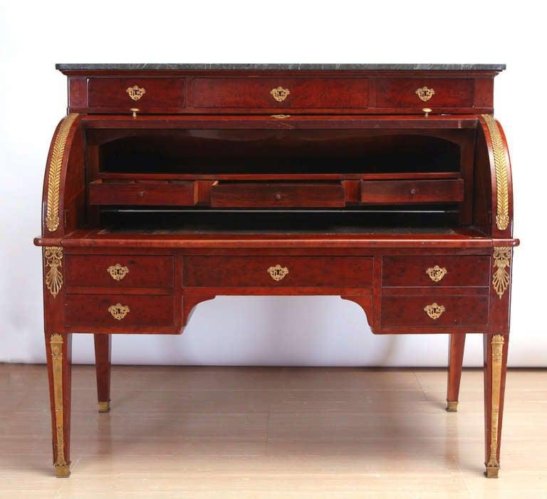 French Empire Mahogany Office Cylinder Writing Table, Circa 1810