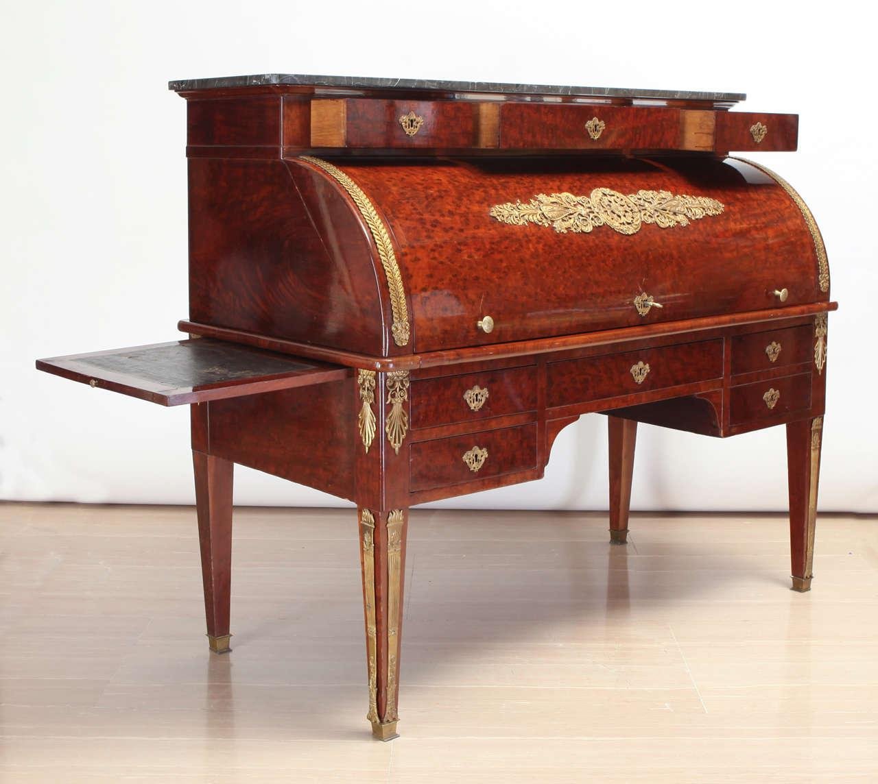 French Empire Mahogany Office Cylinder Writing Table, Circa 1810