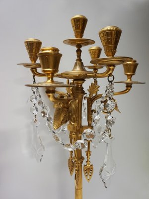 French Empire Neoclassical 7-Light Candelabra in Gilt Bronze and Crystal-EA-2042163