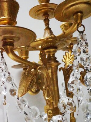 French Empire Neoclassical 7-Light Candelabra in Gilt Bronze and Crystal-EA-2042163