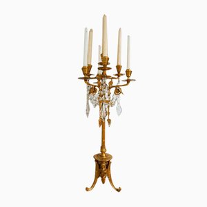 French Empire Neoclassical 7-Light Candelabra in Gilt Bronze and Crystal-EA-2042163