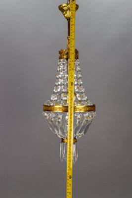 French Empire Style Brass and Crystal Glass Basket Chandelier, 1950s-KEG-1746696