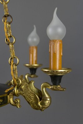 French Empire Style Bronze, Brass and Glass Chandelier, 1920s-KEG-807327