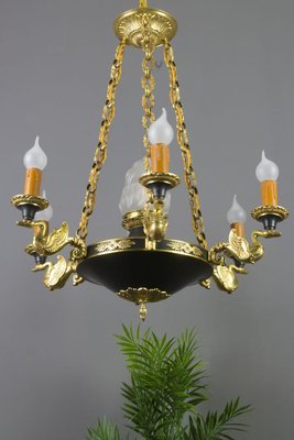 French Empire Style Bronze, Brass and Glass Chandelier, 1920s-KEG-807327