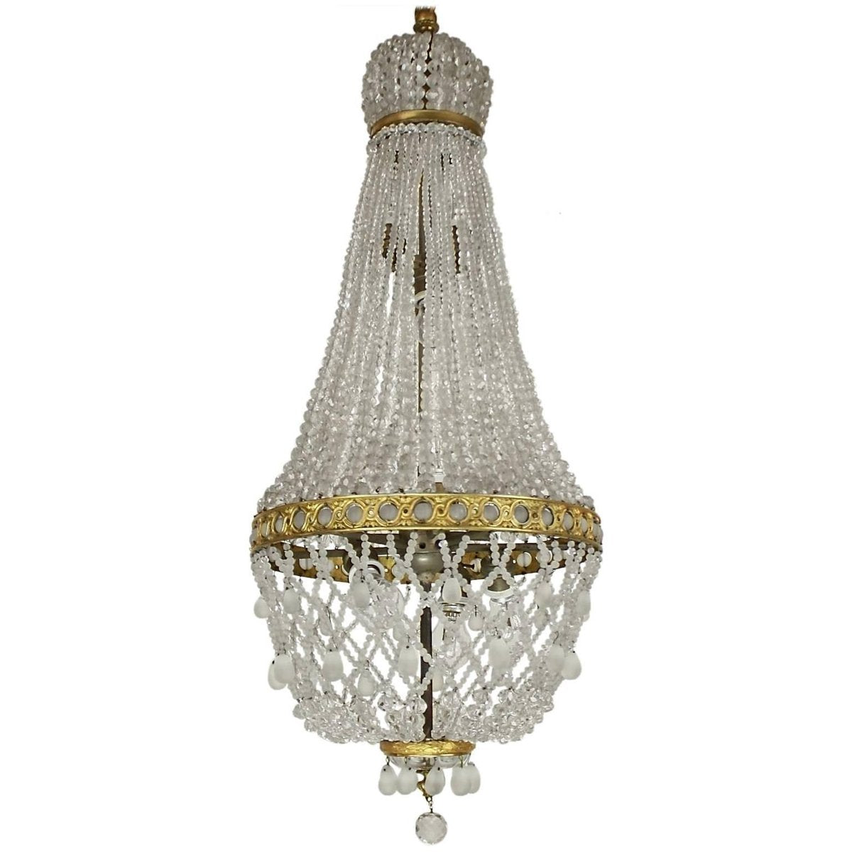 French Empire Style Cut-Crystal Tent and Bag Chandelier