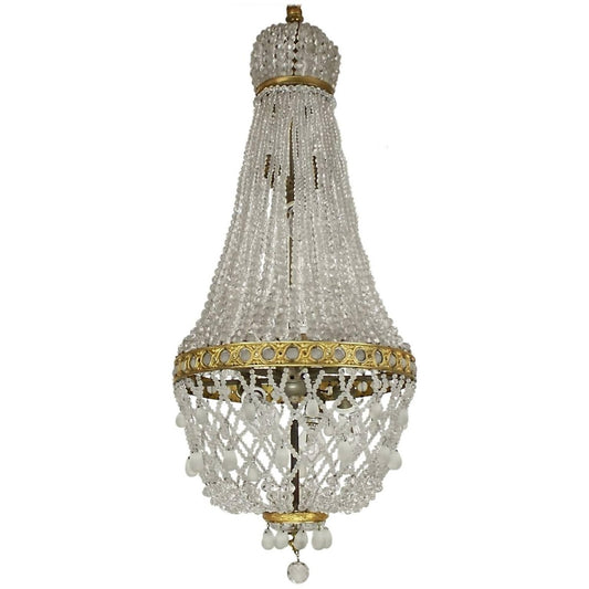 French Empire Style Cut-Crystal Tent and Bag Chandelier